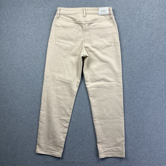 Express NWT Women's Mid Rise Boyfriend Cream Color Jeans‎ Size 0 - Picture 2 of 9